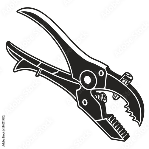 Pliers tool with serrated jaws isolated on white background
