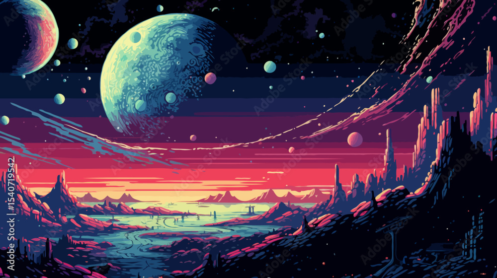 Obraz premium Fantasy landscape on an alien planet