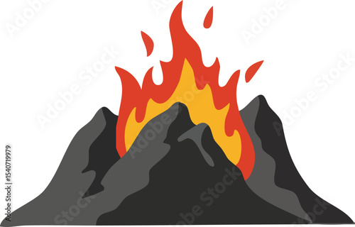 Illustration of Volcano Eruption with Lava