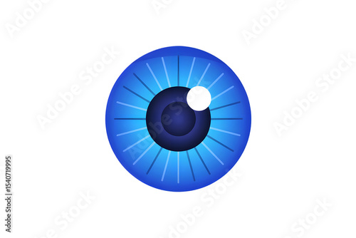Blue human eye with a macro view of the iris and vector illustration of vision and eyesight