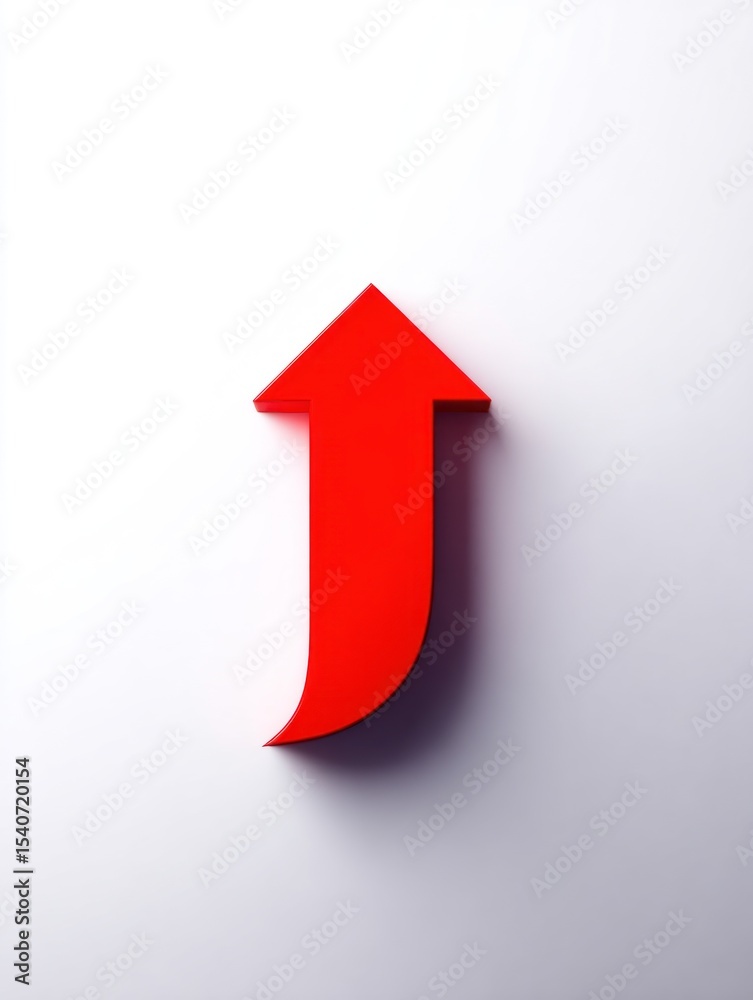 Red upward arrow on white background Red upward arrow on white background