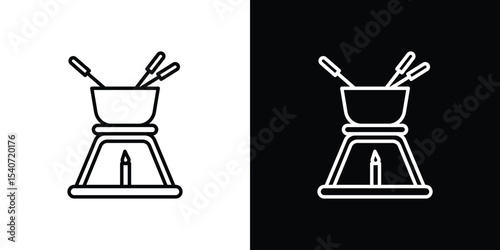 Fondue pot icon design. simple stroke line vector icon set