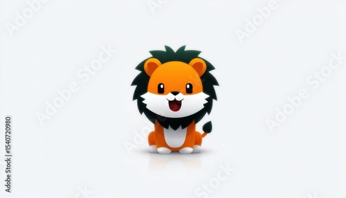 Cute cartoon lion sitting on a light background
