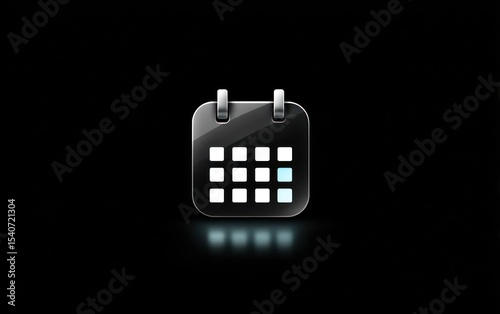 Glossy calendar icon on black