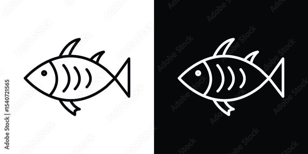 Obraz premium Fish icon design. simple stroke line vector icon set