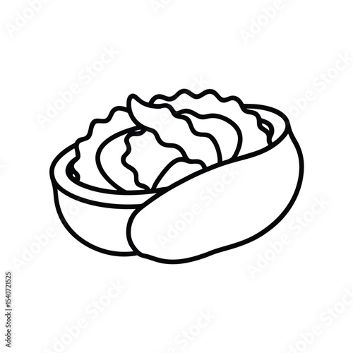 Stuffed Cabbage Rolls with Sauce in Monoline Vector illustration