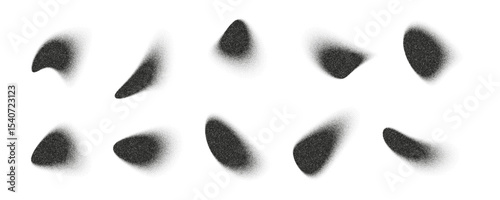 Abstract liquid shapes created with noise effect, isolated on white background in ten different distorted blobs