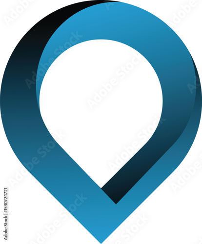 Abstract 3d blue and black location pin design