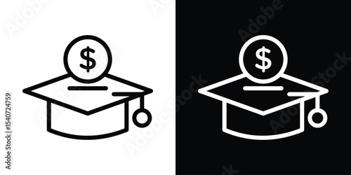 Education cost icon design. simple stroke line vector icon set