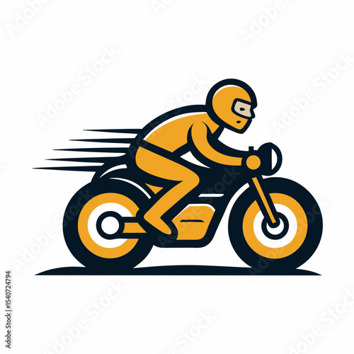 Motorcycle riding mascot logo vector art illustration