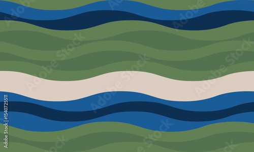 Abstract wavy pattern in calming greens and blues.  Perfect for website backgrounds, textile designs, or any project needing a serene and stylish visual.