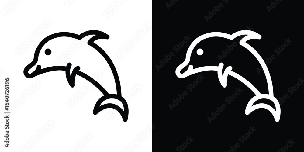 Naklejka premium Dolphin icon design. simple stroke line vector icon set