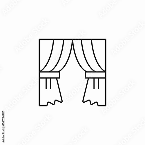 elegant window curtain icon sign vector