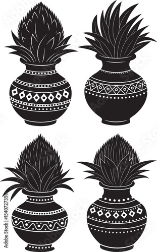 set of black and white decorative elements