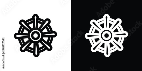 Dharmachakra icon design. simple stroke line vector icon set