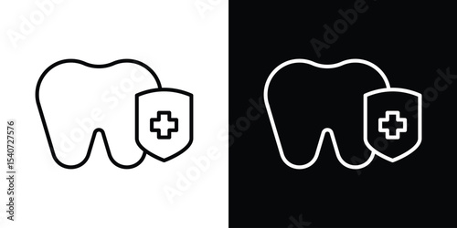 Dental insurance icon design. simple stroke line vector icon set