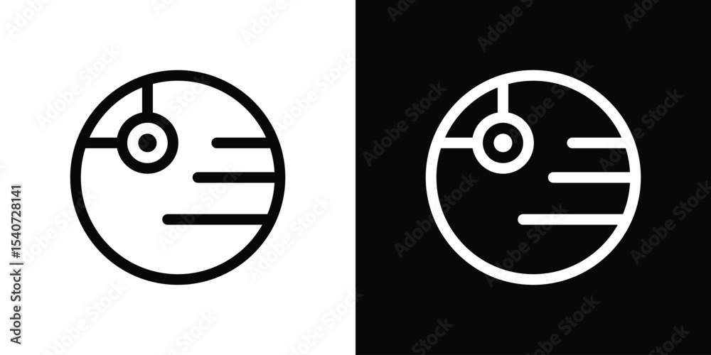 Death star icon design. simple stroke line vector icon set