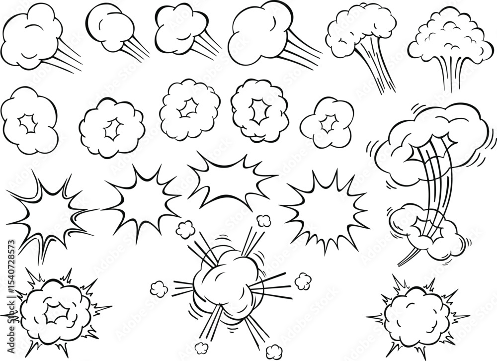Fototapeta premium Pop Art Comic Bubbles Set – Empty Colorful Stickers and Speech Clouds on Transparent Background