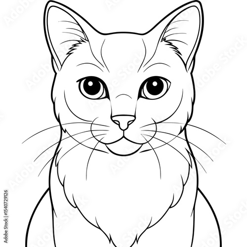 Black cat cartoon vector illustration, cute feline pet drawing