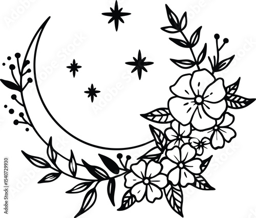 Black and white Mystic And Celestial Vector Design