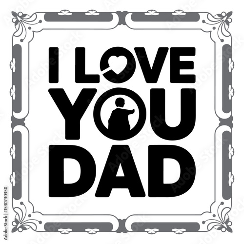 Square Father’s Day Greeting with Icon Elements