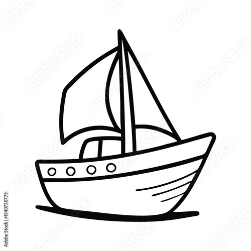 Black and white very simple and big boat.