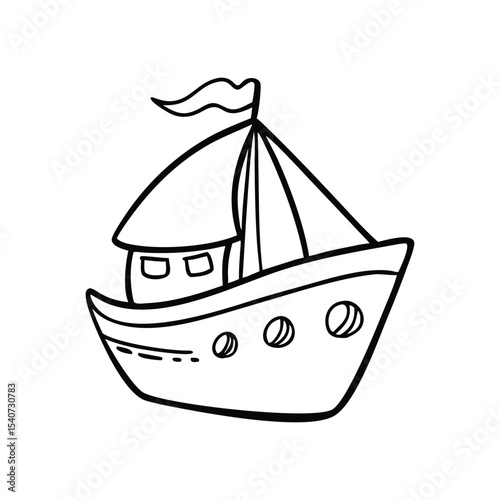 Black and white very simple and big boat.