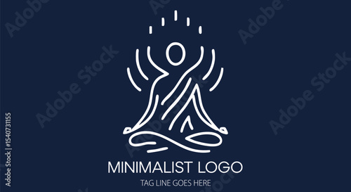 Minimalist Yoga Logo Design, Line Art, Meditation isolated on transparent background