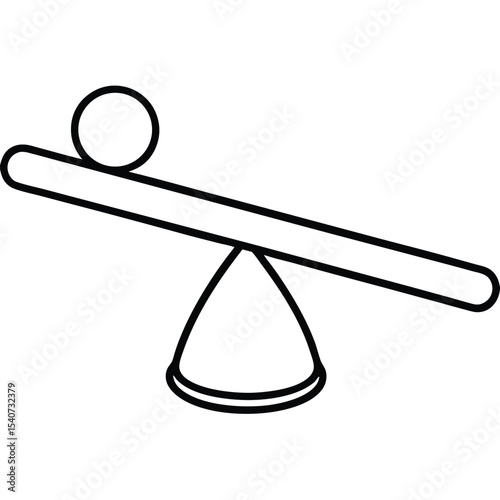 Seesaw with a ball on one end isolated on white background