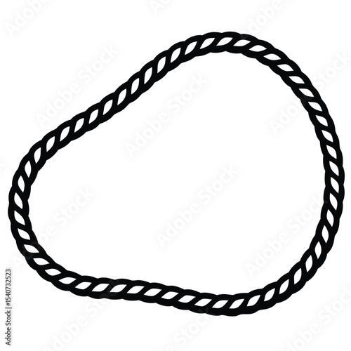Black rope forms a simple border isolated on white background