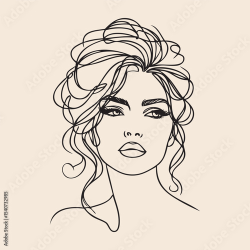 girl one line. vector drawing.
