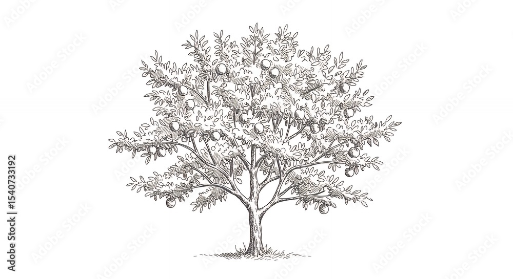 Obraz premium Detailed pencil sketch of a tree