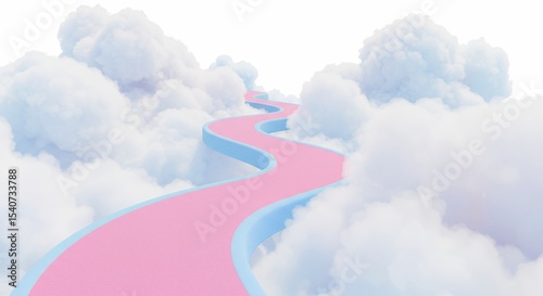 Pink road through clouds digital illustration
