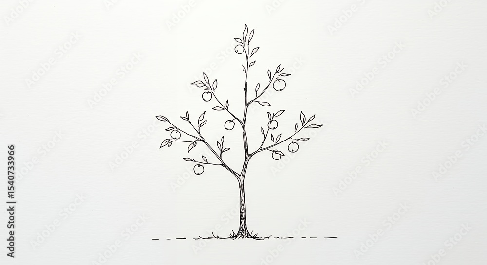 Obraz premium Simple drawing of a young tree