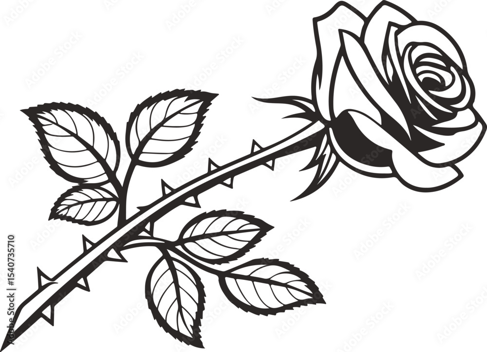 Obraz premium black and white rose Elegant Black and White Rose with Thorns