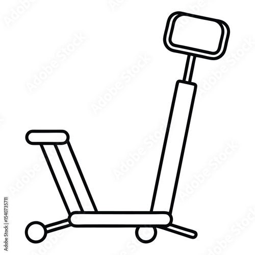Exercise bike isolated on white background in simple line drawing