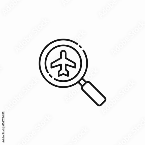 magnifying glass airplane icon sign vector