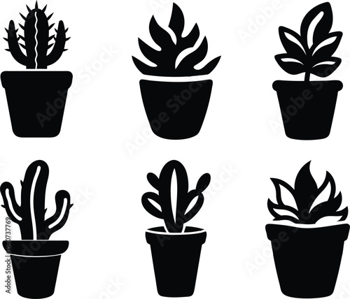 Potted Houseplant Vector Set