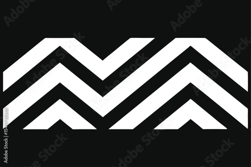 Abstract Geometric Pattern Black and White Zigzag Design