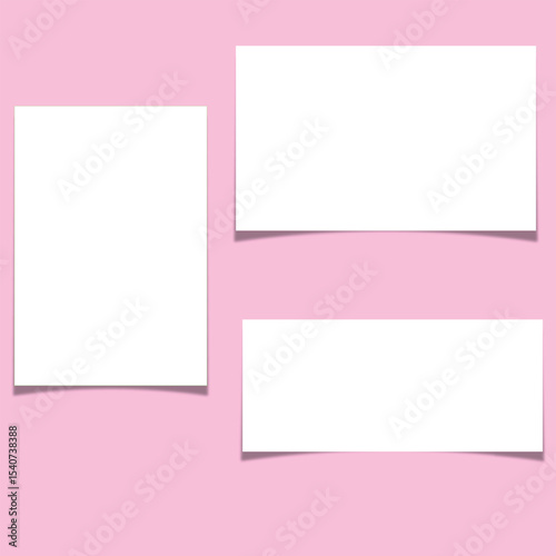 Realistic square paper stickers with rolled edges, Vector illustration 
