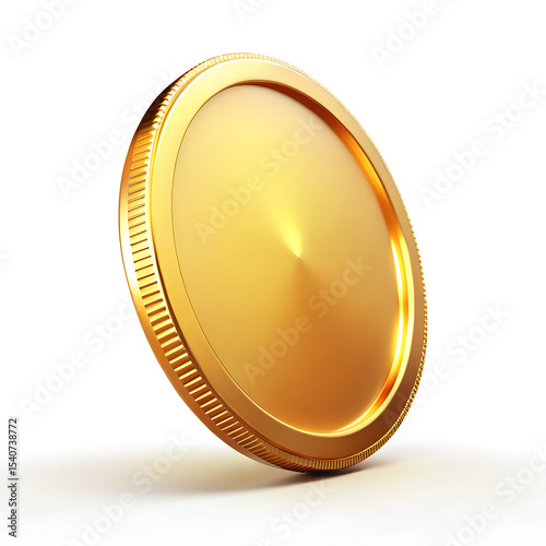 Realistic Shiny Gold Coin with Soft Light and Abstract Background