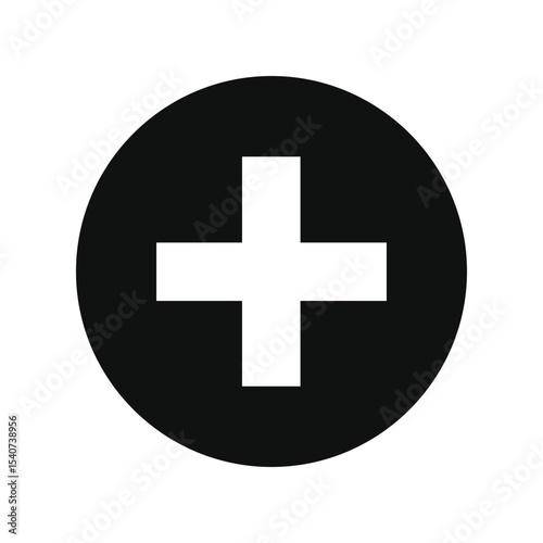 Plus sign icon inside black circle