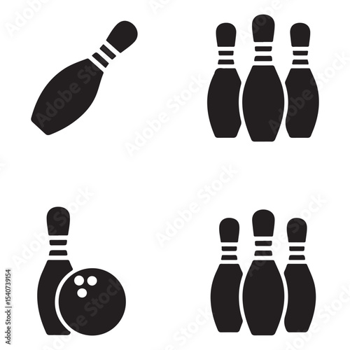 Bowling Pins and Ball Icons