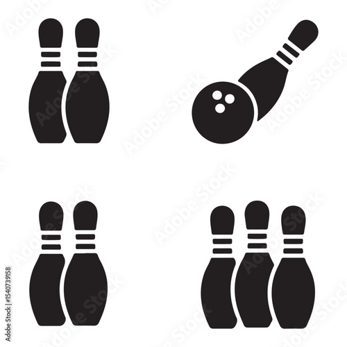 Bowling pins and ball in silhouette