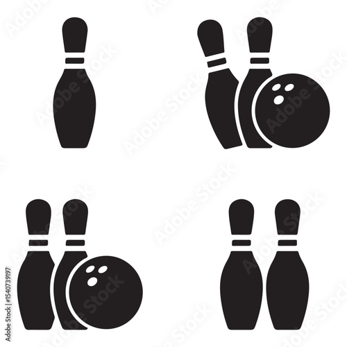 Bowling Pins and Ball Silhouettes