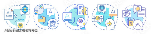 Illustration depicting the concept of automated and artificial intelligence translation process