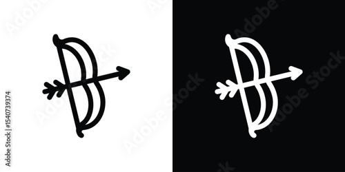Bow arrow icon design. simple stroke line vector icon set
