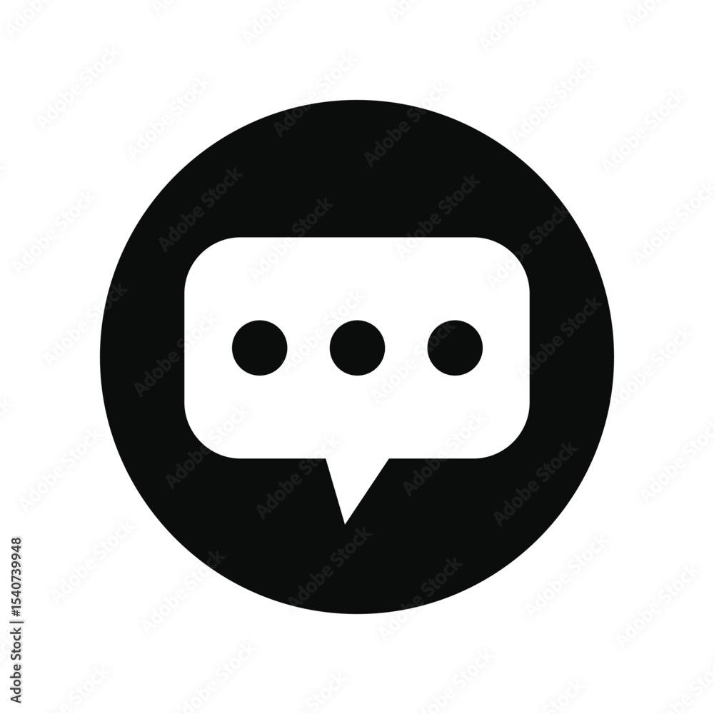 Fototapeta premium Speech bubble message icon in black circle
