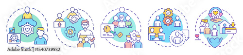 Visual representation of core values with collaborative teamwork and personal development.