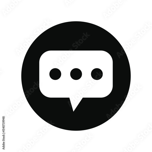 Speech bubble message icon in black circle